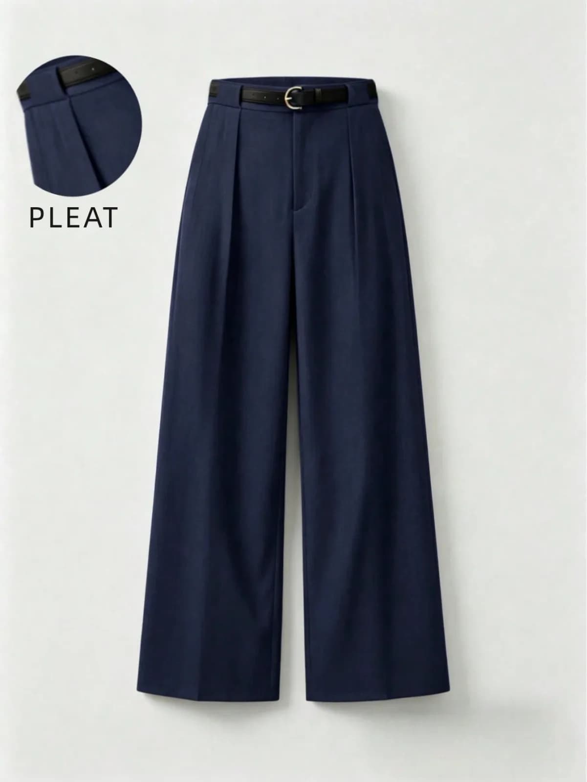 Pantalon large à pinces beige clair taille haute