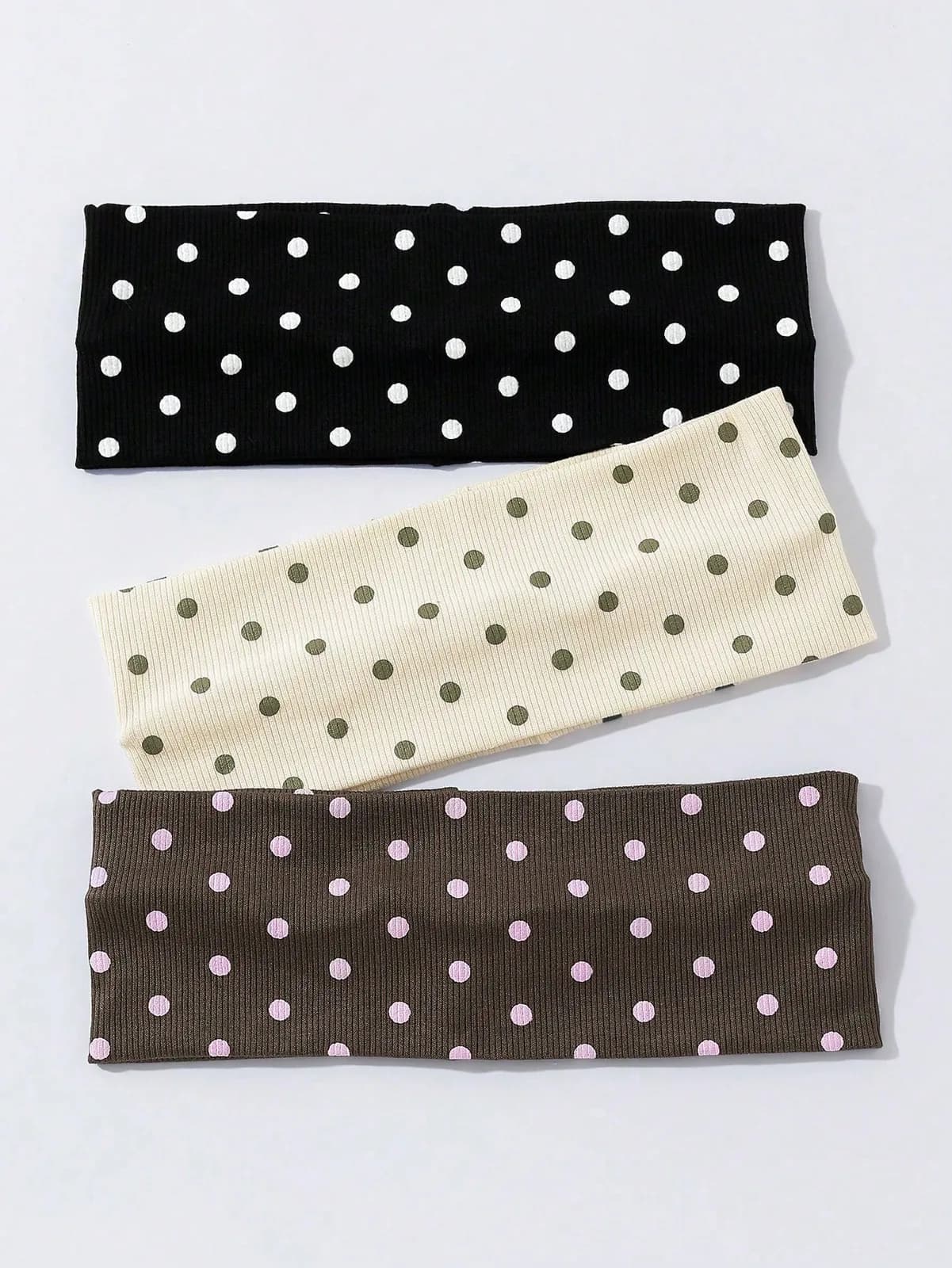 Bandeaux à pois en maille côtelée — lot de 3 à 6