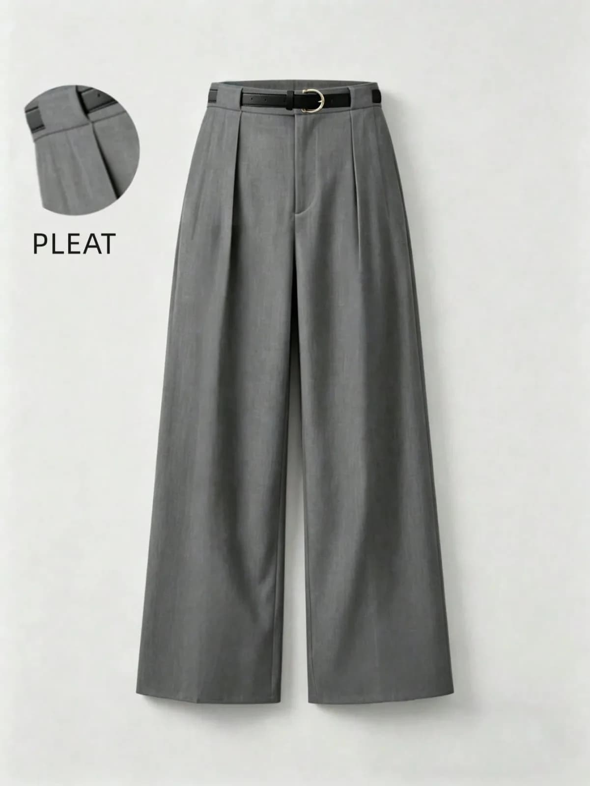 Pantalon large à pinces beige clair taille haute