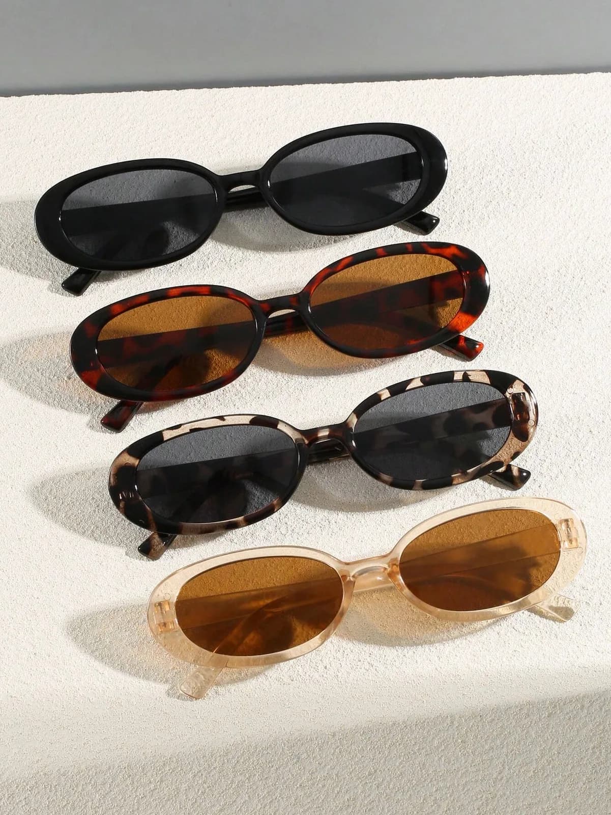 Lot de 4 lunettes de soleil ovales rétro tendance Y2K
