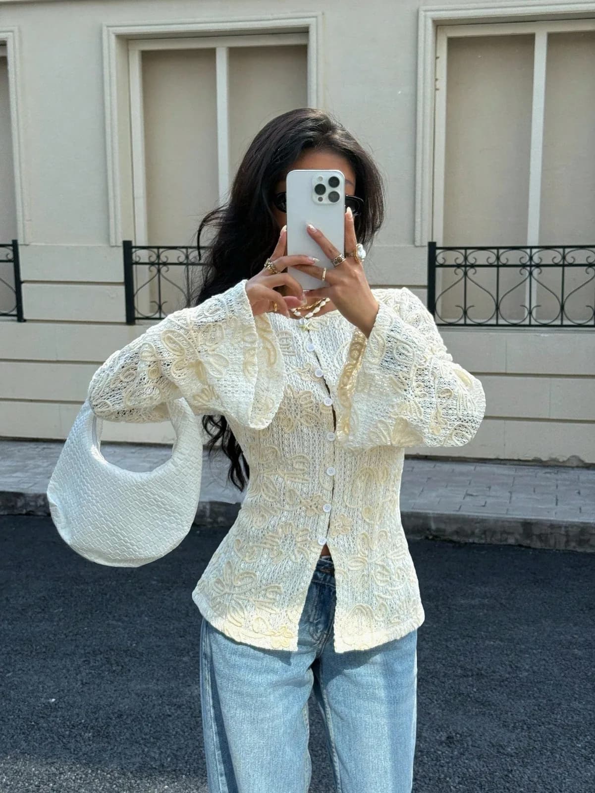 Chemise crème brodée ajourée Siren Gaze