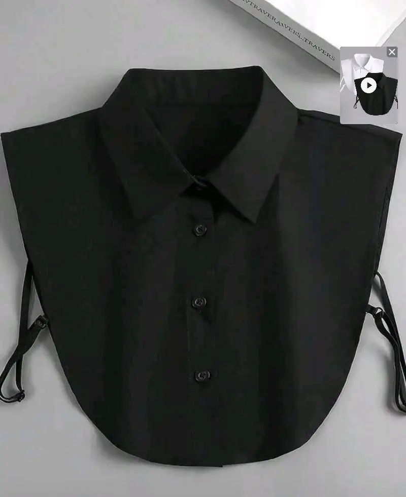 Lot de faux cols de chemise amovibles noir et blanc