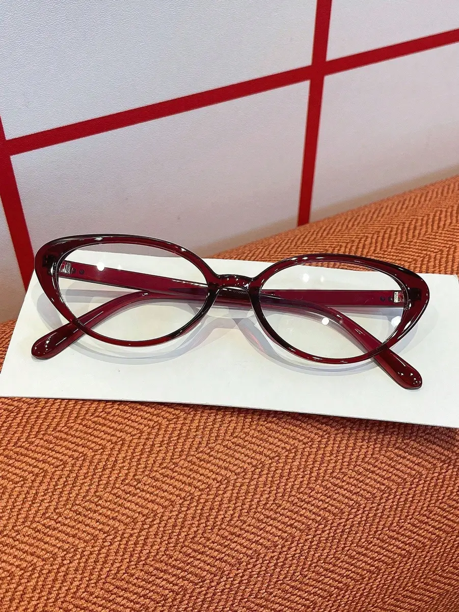 Lunettes de vue œil-de-chat bordeaux à verres transparents